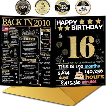 16th Birthday Card with Envelope - Back in 2010