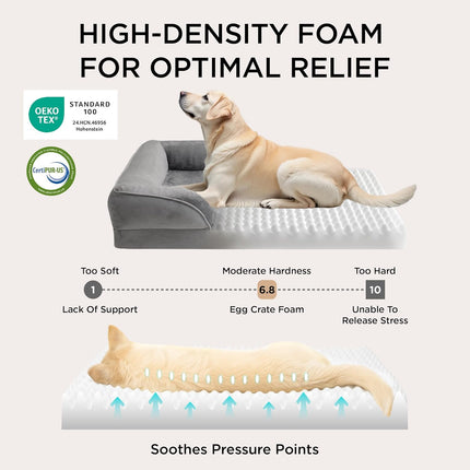 Orthopedic Waterproof Dog & Cat Sofa Bed, Grey, 35"