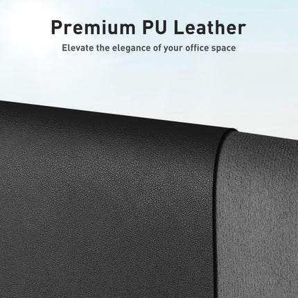 Black PU Leather Desk Pad Protector, 23.6 x 13.7 in