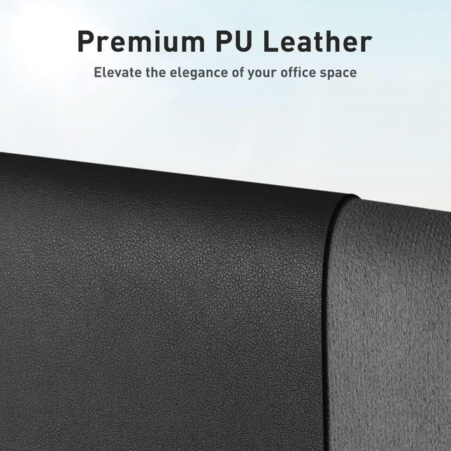 Black PU Leather Desk Pad Protector, 23.6 x 13.7 in