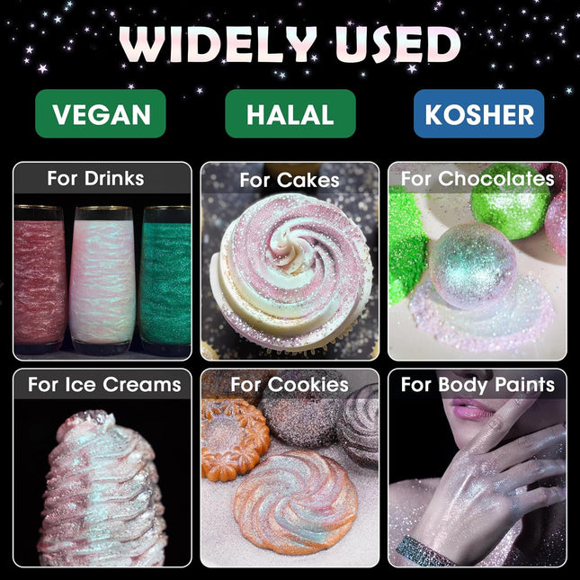 Iridescent Edible Food-Grade Glimmer Powder, 0.18 oz / 5 g