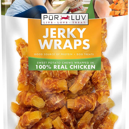 PawHaven RefugioPata Pur Luv Chicken Wrapped Sweet Potato Dog Treats, Rawhide Free Jerky Wraps — Pet Supplies