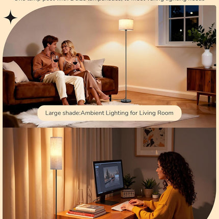 63.7 in. Modern Black Dimmable Floor Lamp with Remote and Foot Switch