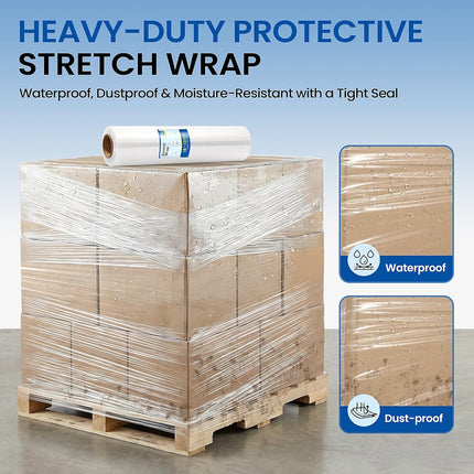 SourcetoHome 18 Inch x 1200 Feet Stretch Film Wrap 80 Gauge Self-Adhering Shrink Wrap Roll with Plastic Holders Industrial Strength up to 800% Stretch Wrap for Moving, Packing, Pallet Wrapping (2 Rolls) - General - detail view 3