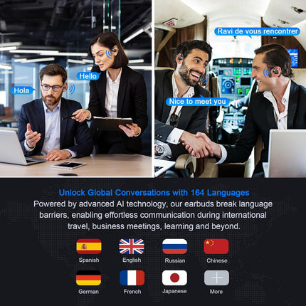 AI Translation Earbuds Real Time, 2026 Upgraded 164 Language Translator Earbuds for iPhone and Android