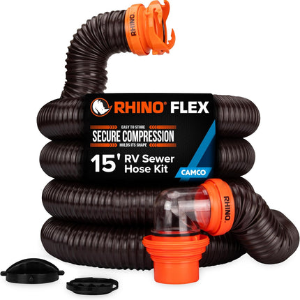 NexWave OndaNex Camco RhinoFLEX 15-Ft RV Sewer Hose Kit - Features Clear Elbow Fitting — Smart Tech
