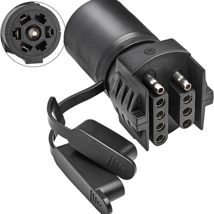 7 Pin Round to 4 and 5 Pin Flat Blade Trailer Adapter, 2-in-1 Design