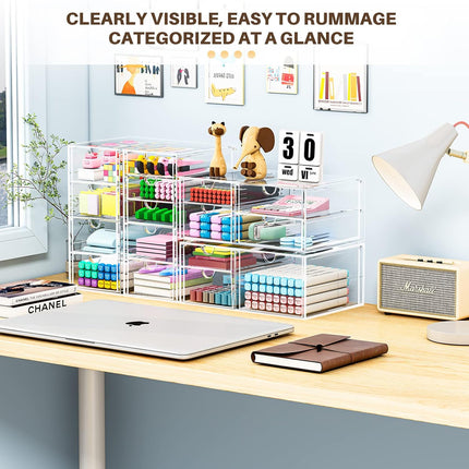 Clear 16-Drawer Desktop Makeup & Office Organizer Set