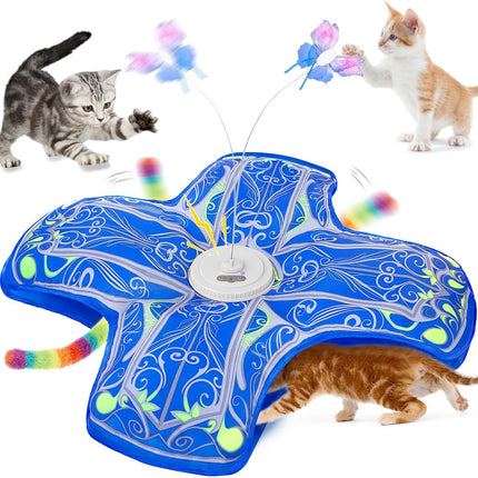 Interactive Rechargeable Touch-Activated Cat Toy for Indoor Cats - Blue