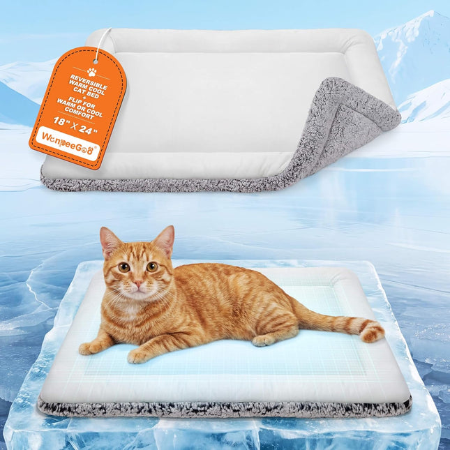 Reversible Cat Cooling Mat and Self-Warming Cat Bed, Gray, 18 x 24 in