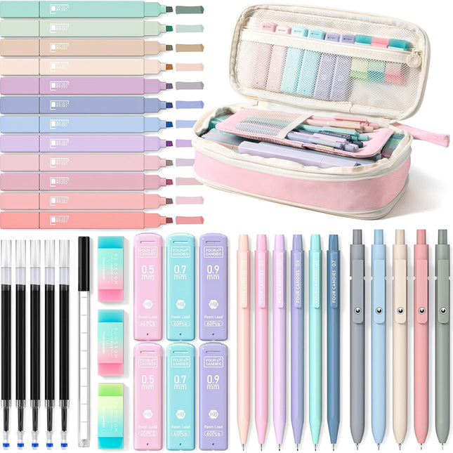 39-Piece Pink Aesthetic Stationery Set with Organizer