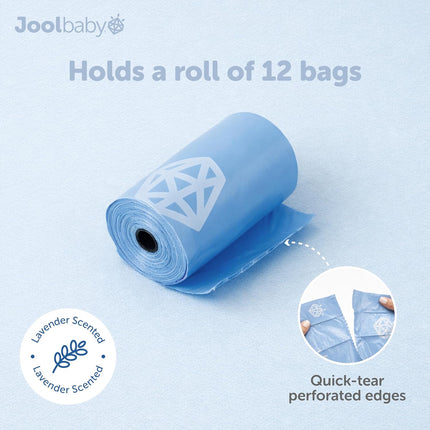 Disposable Diaper Bag Dispenser in Oatmeal with 3 Lavender-Scented Refill Rolls
