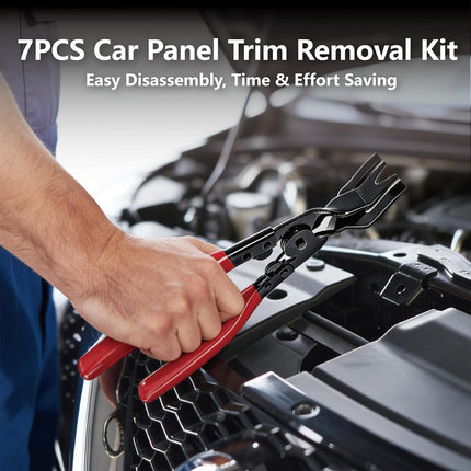7-Piece Car Trim Removal Tool Kit with Plastic Pry Tool and Fastener Clip Pliers