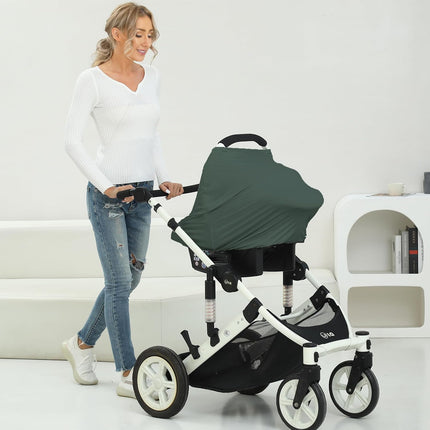 Breathable Car Seat Cover for Babies - Soft Rayon Nursing Cover in Roman Green