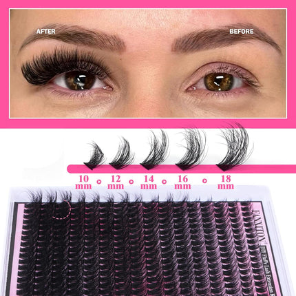 GlowEssence EsenciaLuz FANXITON DIY Lash Extension Kit Full Lash Clusters 288 pcs Thick Lash — Beauty & Self-Care