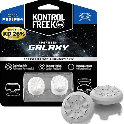 Galaxy White Performance Thumb Grips for PS4 and PS5 Controllers