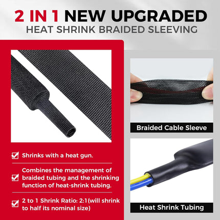 HomeChef ChefDelHogar 2:1 Ratio Automotive Heat Shrink Braided Sleeve, Cord Protector — Kitchen & Home