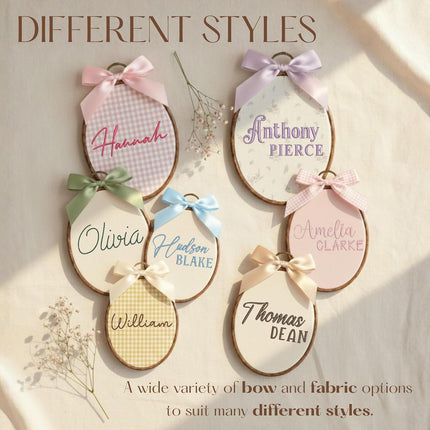 Baby Name Sign with Bows for Welcome Announcements