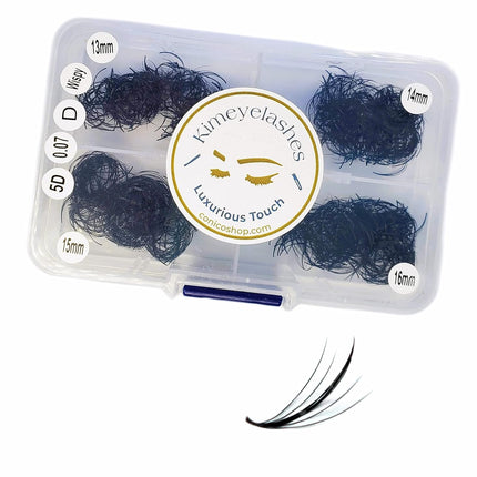 1000 Premade Wispy Volume Lash Fans, Mixed Lengths 9-12mm, 5D, 0.07mm, D Curl