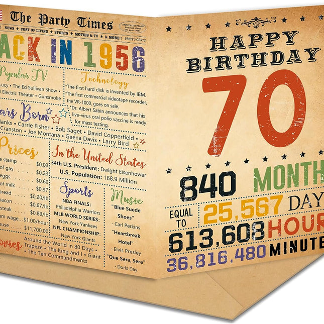 70th Birthday Card Gifts, 70th Birthday Decorations, 70 Year Old Birthday Gift, Back In 1956