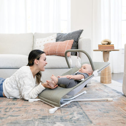 Highland Baby Bouncer | Infant 0-6 Months | 3-Position Recline | Sage Tweed