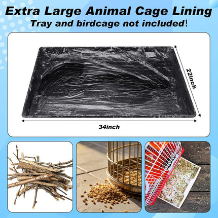 100-Pack Large Clear Disposable Bird Cage Liners, 34 x 22 Inch Waterproof Plastic Tray Film
