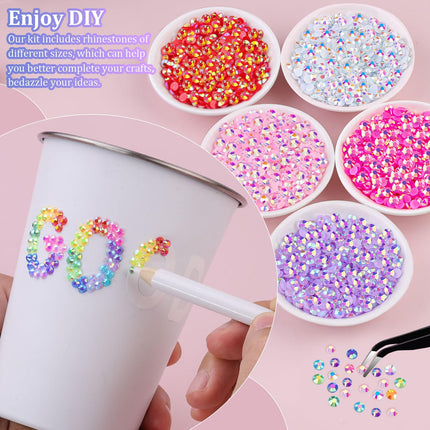 34,000-Piece Multicolor Resin Jelly Rhinestones with Jewelry Glue