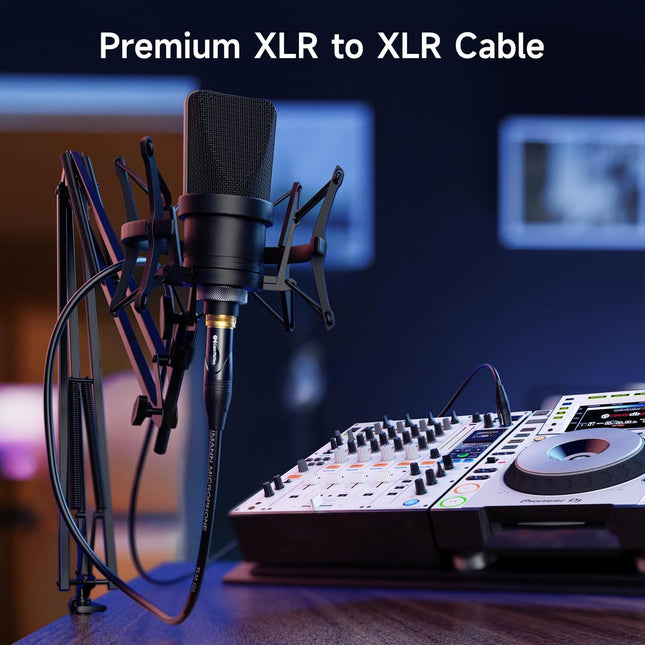 2-Pack Premium XLR to XLR Microphone Cables, 6 ft, Black