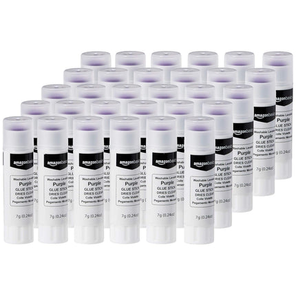 Purple Washable School Glue Sticks, Dries Clear, 0.24 oz, 30-Pack