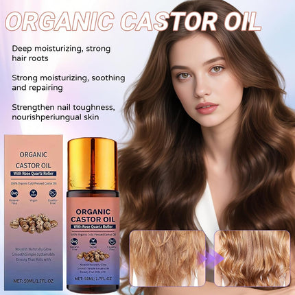 GlowEssence EsenciaLuz DESIYUE Organic Castor Oil Roll On with Rose Quartz Roller — Beauty & Self-Care
