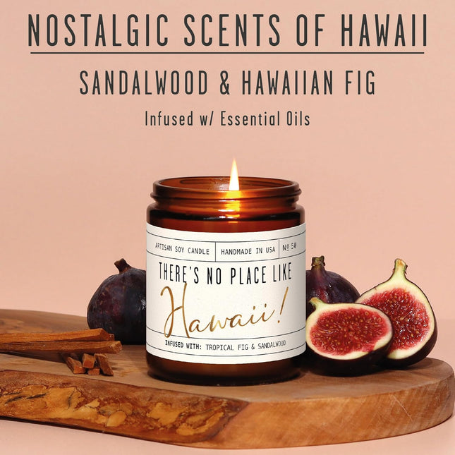 Hawaii Gifts, Hawaii Decor for Home Candle - Tropical Fig & Native Sandalwood, 9 oz Jar