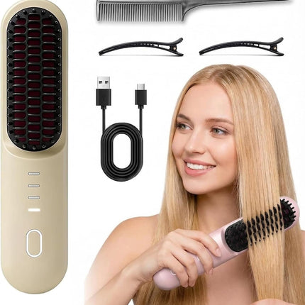 GlowEssence EsenciaLuz Go Brush - Pro for Short Hair - 2026 Upgraded Cordless Straightening Brush — Beauty & Self-Care