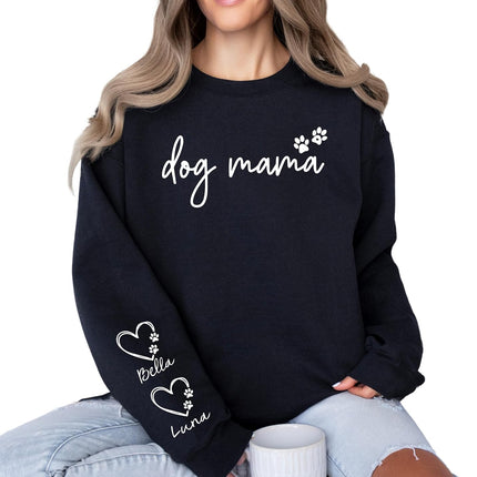 Personalized Dog Mom Sweatshirt with Pet Name Sleeve