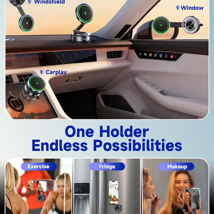 15W Magnetic Wireless Car Mount Charger with 360° Adjustment