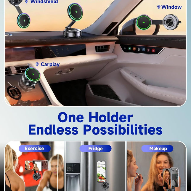 15W Magnetic Wireless Car Mount Charger with 360° Adjustment