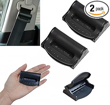 2-Pack Universal Car Seat Belt Adjuster Clips for Adults, Black