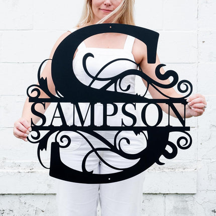 Custom Metal Name Sign | Personalized Split Letter Monogram Wall Decor