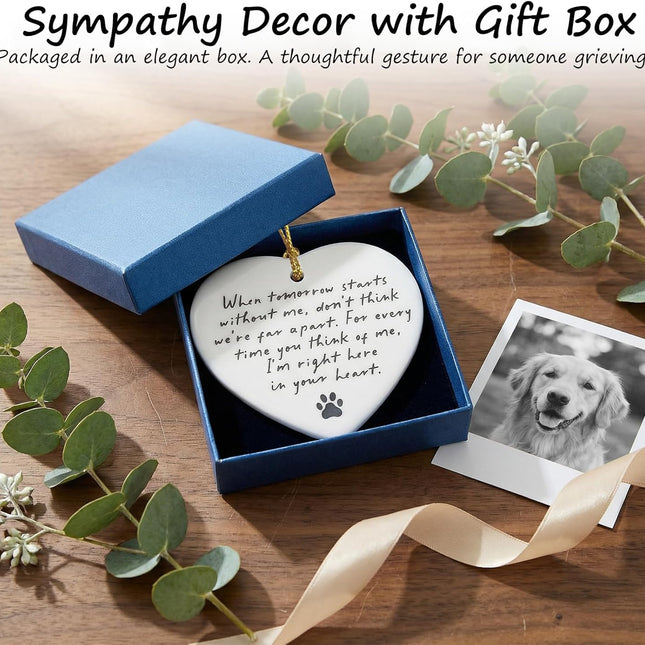Pet Memorial Ceramic Heart Keepsake Ornament with Gift Box
