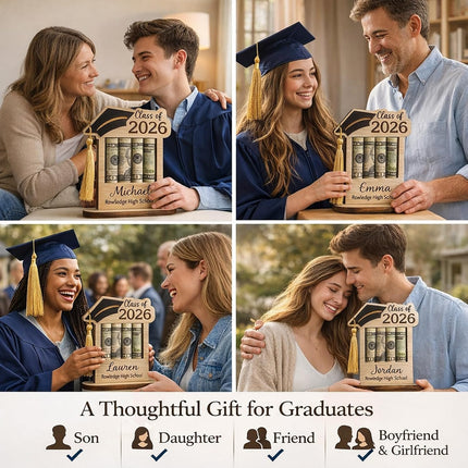 SourceToHome FuenteACasa Graduation Gifts Class of 2026 Money Holder - Custom Name & School — Home & Lifestyle