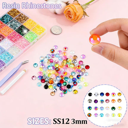 28 Colors Resin Jelly Gems Bedazzling Kit with 3mm Flatback Rhinestones and Glue