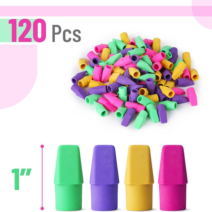 Pencil Top Erasers, 120 Pack, Latex-Free, No-Smudge