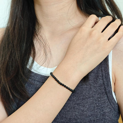 4mm Black Onyx Natural Healing Gemstone Stretch Bracelet