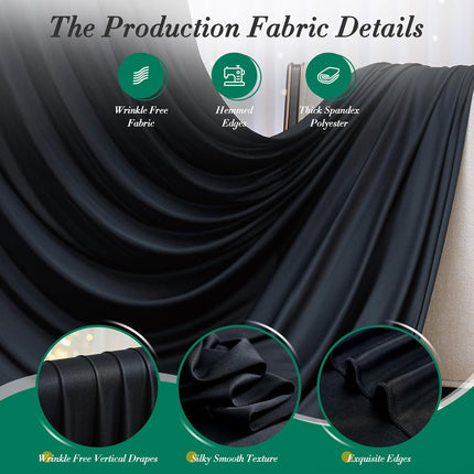 20 ft x 10 ft Wrinkle Free Black Backdrop Curtain Panels
