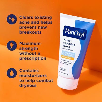 10% Benzoyl Peroxide Maximum Strength Acne Foaming Wash, 5.5 oz Tube