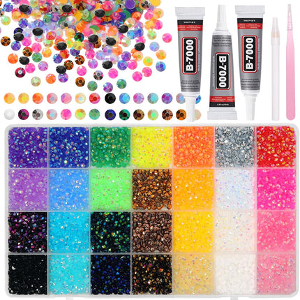 20,000-Piece Color 4mm Rhinestones Bedazzling Kit with Tools