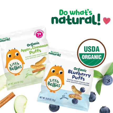 Organic Puffs Variety Pack, Blueberry & Apple and Cinnamon, Pack of 18