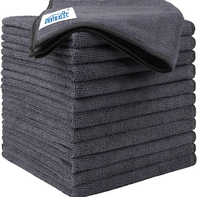Microfiber Cleaning Cloth 12 Pack, 12.5 x 12.5 Inch, Grey