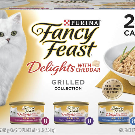 Delights with Cheddar Grilled Wet Cat Food Variety Pack, 24 Cans