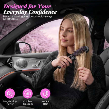 SourceToHome FuenteACasa Go Brush Pro 2026, Cordless Hair Straightener Brush — Home & Lifestyle