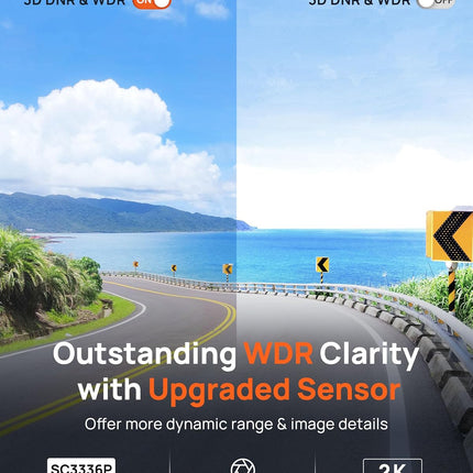 1296P QHD Dash Cam with Built-in WiFi, 130° Wide-Angle FOV, WDR, Night Vision, Loop Recording, Parking Monitor, Time-Lapse